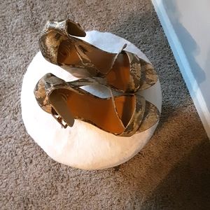 Snakeskin wedge shoes